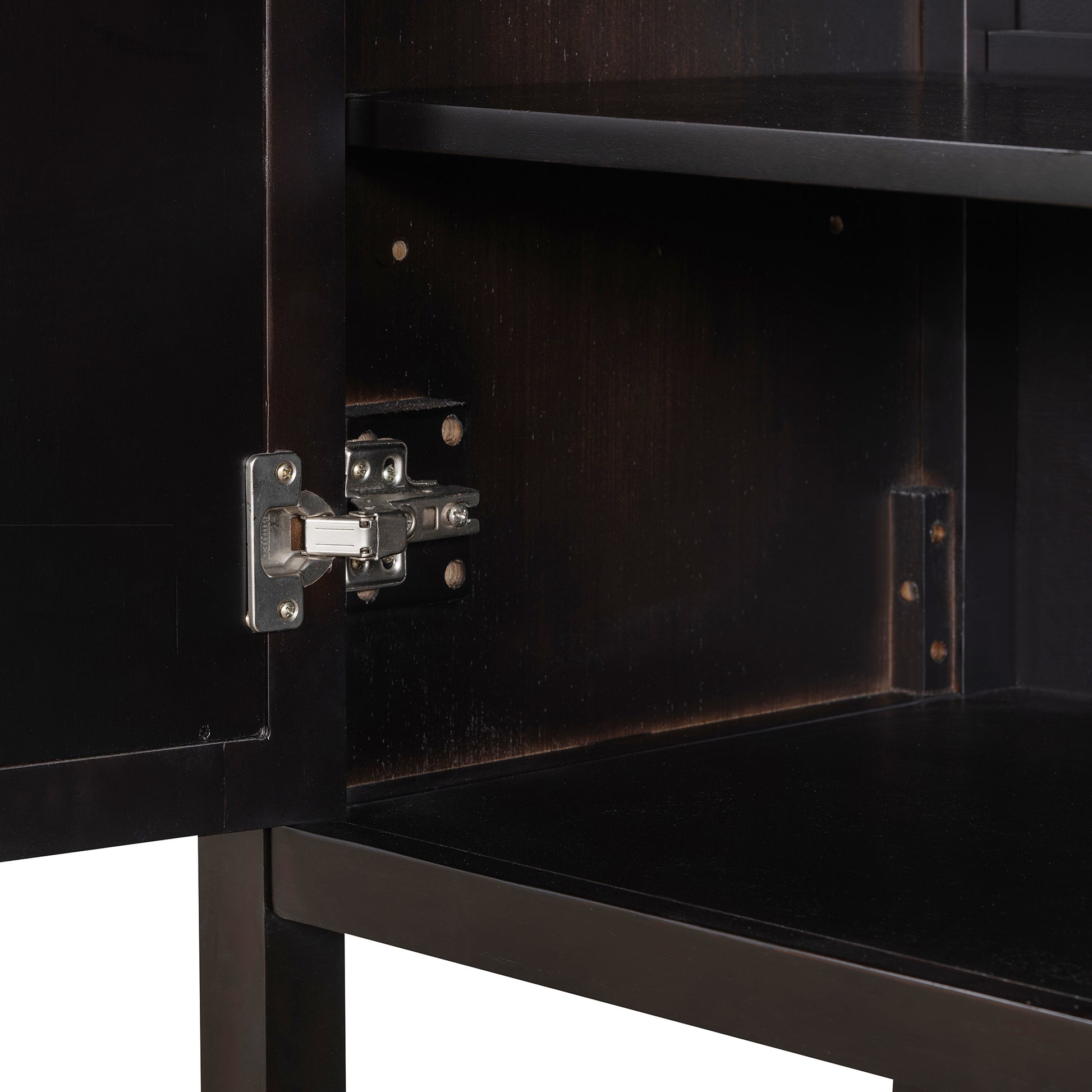 Elegant Retro Console Table Storage Cabinet Sideboard With Mirrored Doors, Spacious Shelves, And Durable Acacia Wood Legs Perfect For Living Room, Dining Room, Or Entryway Espresso Espresso Primary Living Space Solid Wood Mdf