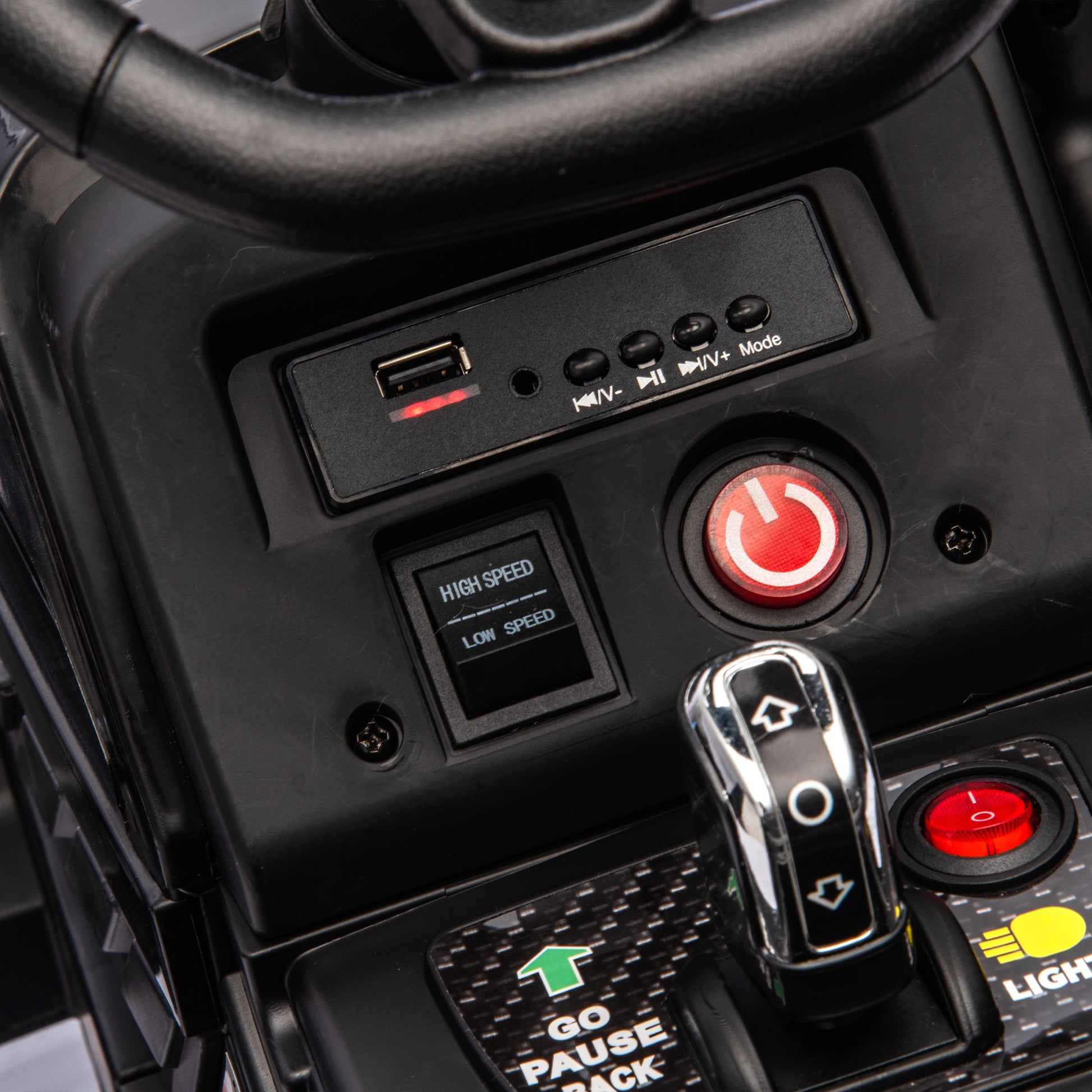 Ride On Tractor2.0 With Trailer,24V Battery Powered Electric Tractor Toy, 200W*2Motor 1.86 4.97Mph Remote Control,Electric Car For Kids,Three Speed Adjustable,Usb,Mp3 ,Bluetooth,Led Light, Safety Belt Black Polypropylene