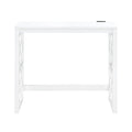 Desks And Stool Set 3Pc White Finish Rolling Desk With Casters, 2 Charging Ports Home Office Furniture White Computer Desk Primary Living Space Contemporary Desk Rectangular Wood
