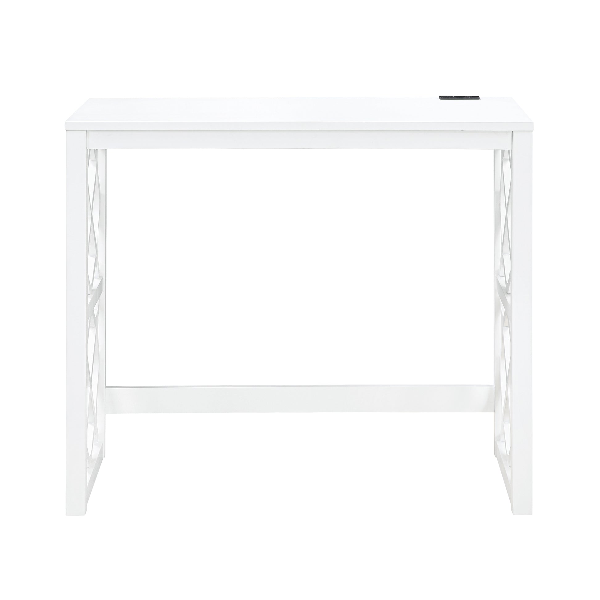 Desks And Stool Set 3Pc White Finish Rolling Desk With Casters, 2 Charging Ports Home Office Furniture White Computer Desk Primary Living Space Contemporary Desk Rectangular Wood