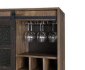 Rustic Oak And Black Wine Cabinet With Door Brown Black Wood Glass