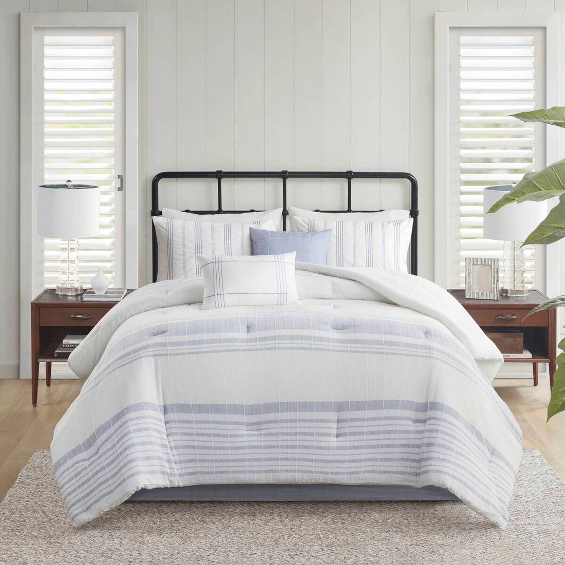 6 Piece Cotton Jacquard Oversized Comforter Set King Multicolor Polyester