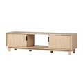 Modern Fluted Door Minimalist Tv Stand For Tvs Up To 65 Inches Coastal Oak Light Brown 60 69 Inches Mdf Mdf