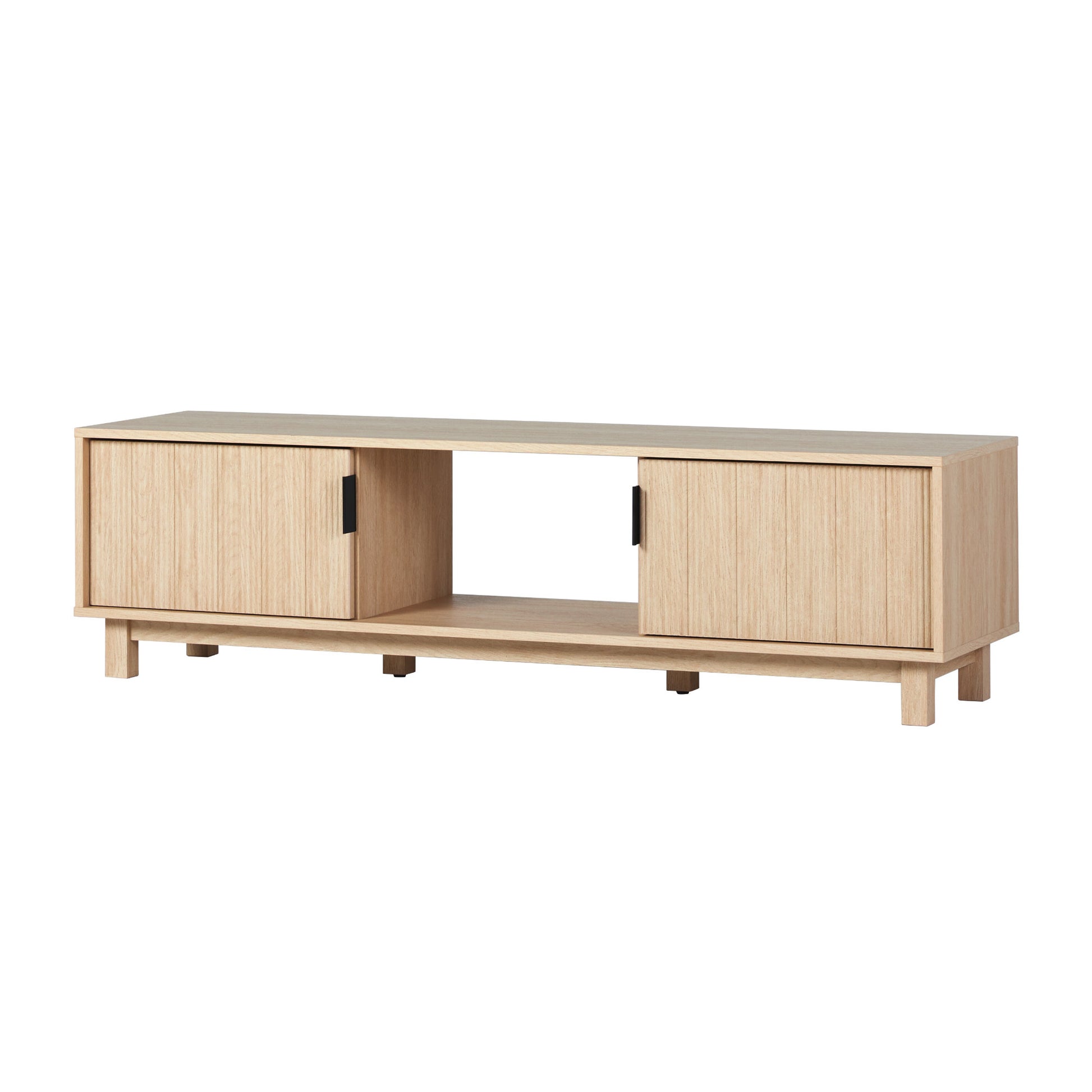 Modern Fluted Door Minimalist Tv Stand For Tvs Up To 65 Inches Coastal Oak Light Brown 60 69 Inches Mdf Mdf