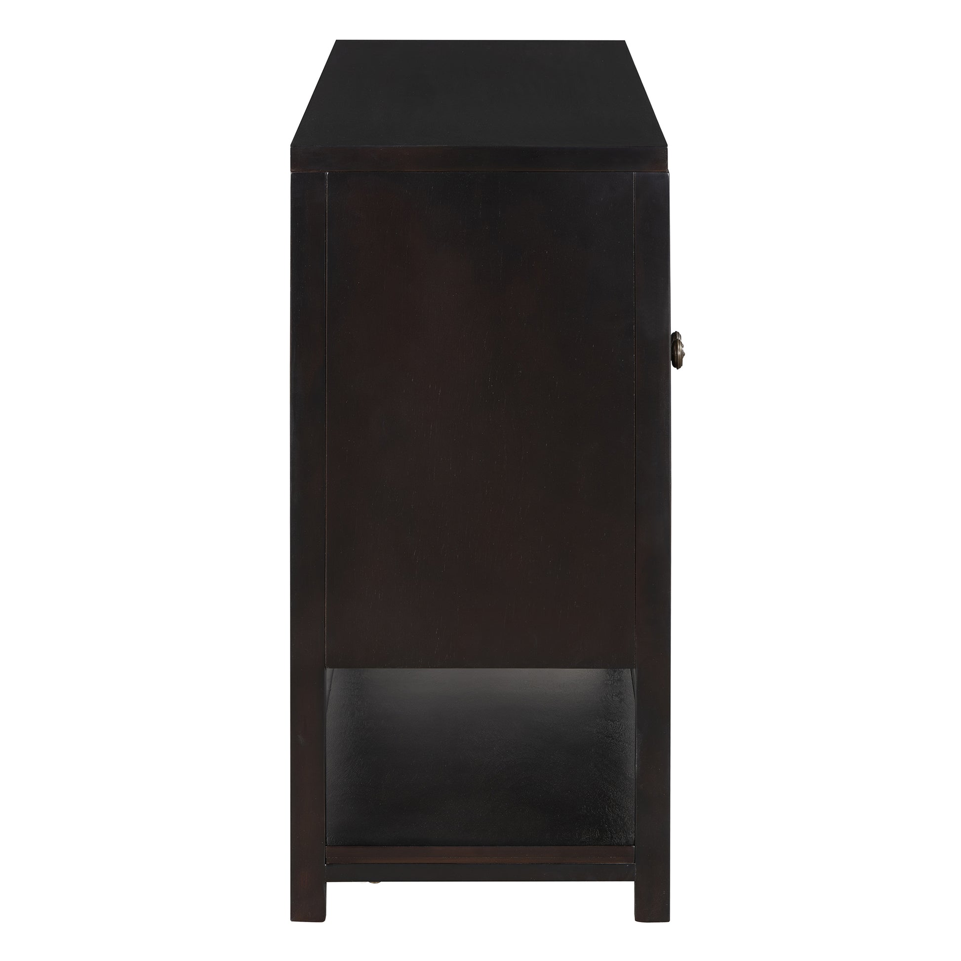 Elegant Retro Console Table Storage Cabinet Sideboard With Mirrored Doors, Spacious Shelves, And Durable Acacia Wood Legs Perfect For Living Room, Dining Room, Or Entryway Espresso Espresso Primary Living Space Solid Wood Mdf