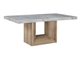 Sheena 5Pc Dining Table Set Natural Wood Dining Room Fixed Table Rubberwood Rectangular Dining Table With Chair Upholstered Chair Faux Marble Beige Natural Solid Back Seats 4 72 Inches Modern Double