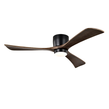 52" Ceiling Fan With Lights Remote Control,Quiet Dc Motor 3 Blade Ceiling Fans 6 Speed Levels,Reversible Ceiling Fan, For Patio Living Room, Bedroom, Office,Indoor. Matte Black Black Walnut Matte