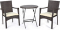 Elba Bistro Set 3Pcs Brown Multi Pe Rattan Iron Waterproof Fabric