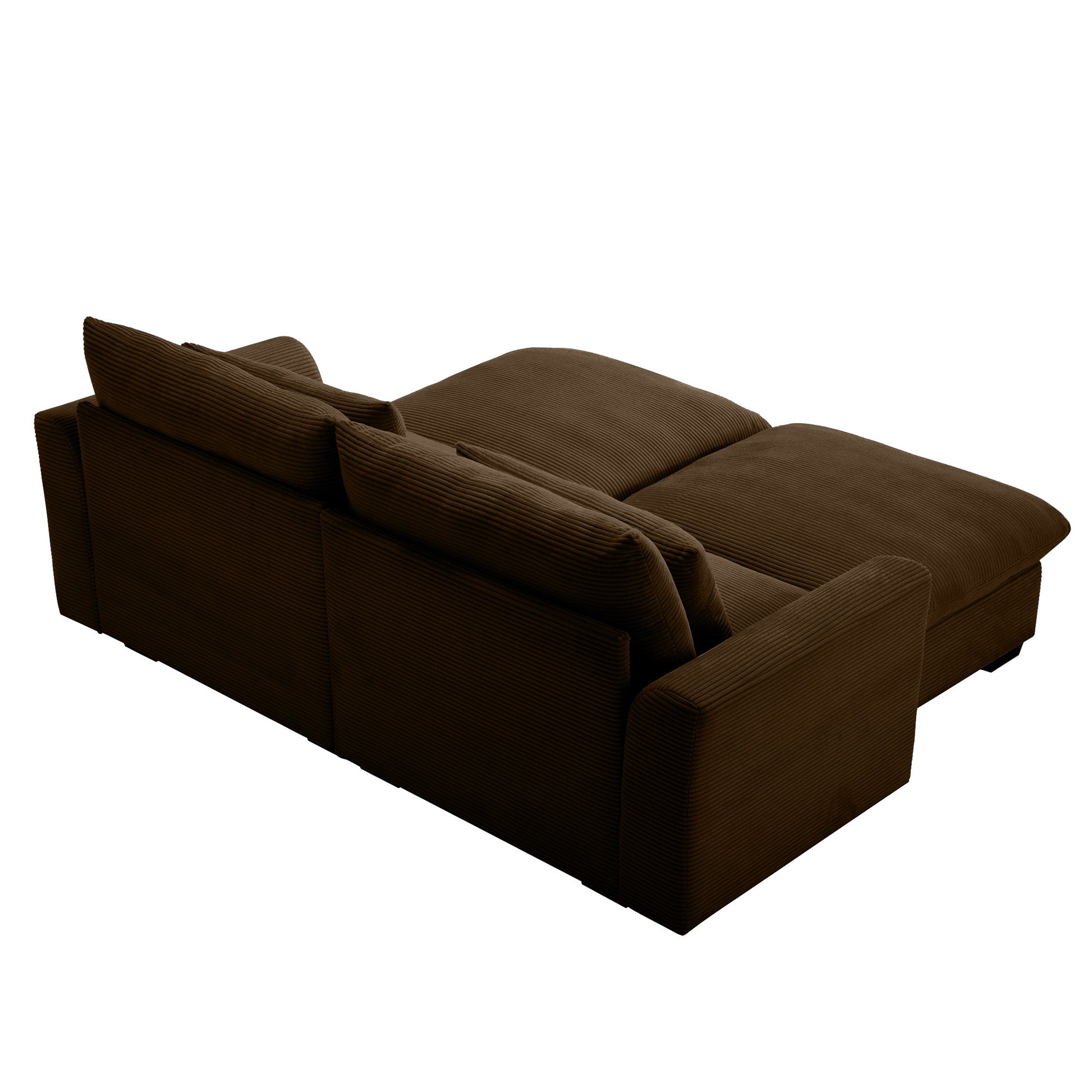 Corduroy Two Seater Sofa With 2 Storage Footrest, 2 Seater Sectional Deep Seat Sofa,Comfy Couches For Living Room ,Brown Sofa Brown Corduroy 2 Seat