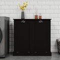 Two Compartment Tilt Out Laundry Sorter Cabinet Black Black Mdf