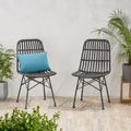Sawtelle Chair Grey Rattan Metal