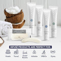 Infuse Pure White Tea And Coconut Hotel Soaps And Toiletries Bulk Set 1 Shoppe All In Kit For Hotels 1Oz Shampoo & Conditioner, Body Wash, Lotion & 1.25Oz Bar Soap Travel Size 300 Pieces White