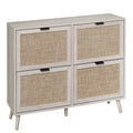 4 Door Shoe Rack, Freestanding Modern Shoe Storage Cabinet, For Entryway White Particle Board