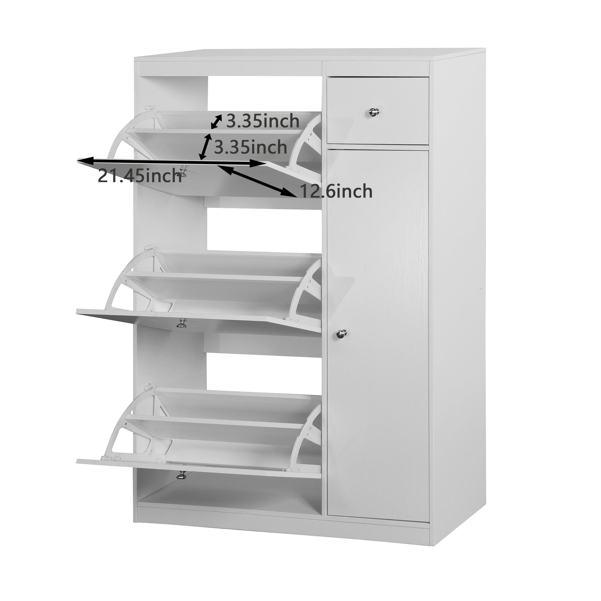 Shoe Cabinet,Freestanding Tipping Bucket Shoe Rack Organizer With 3 Flip Drawers,Entryway Narrow Shoe Storage With Adjustable Storage Shelf,Modern Slim Hidden Shoe Cabinet, White 5 Or More Spaces White Primary Living Space Particle Board