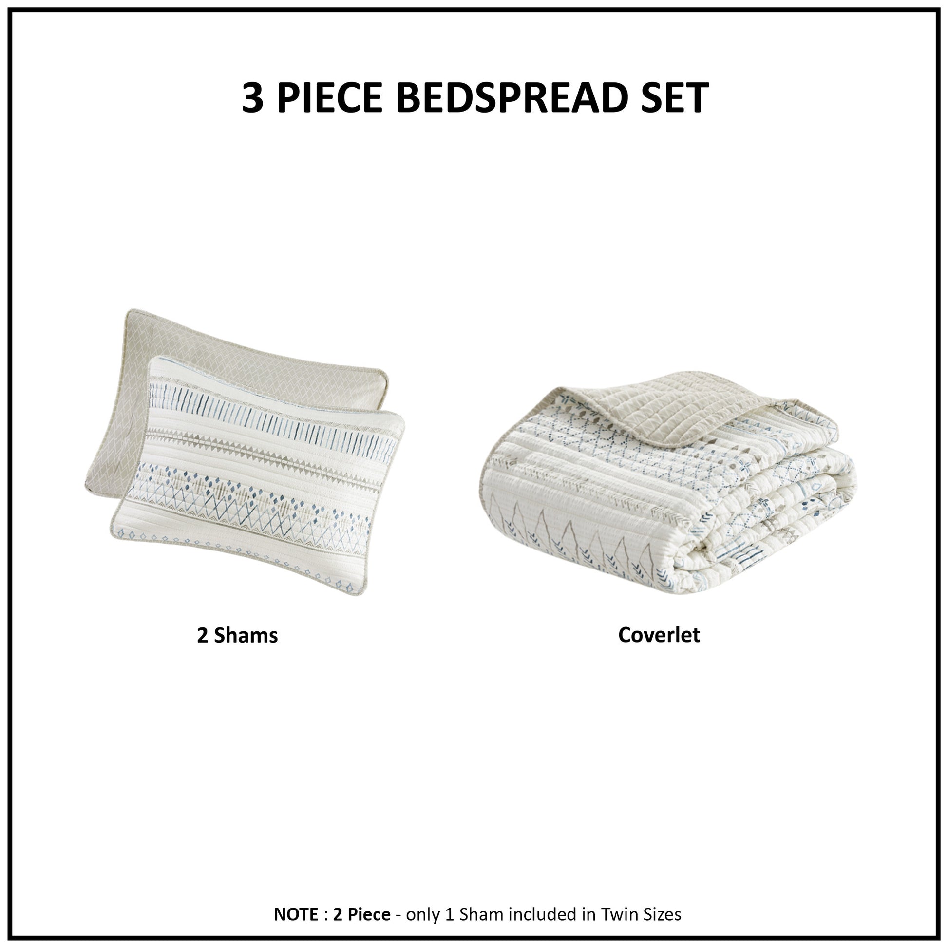 3 Piece Printed Microfiber Seersucker Quilt Set Taupe Blue King Cal King King Taupe Blue Polyester