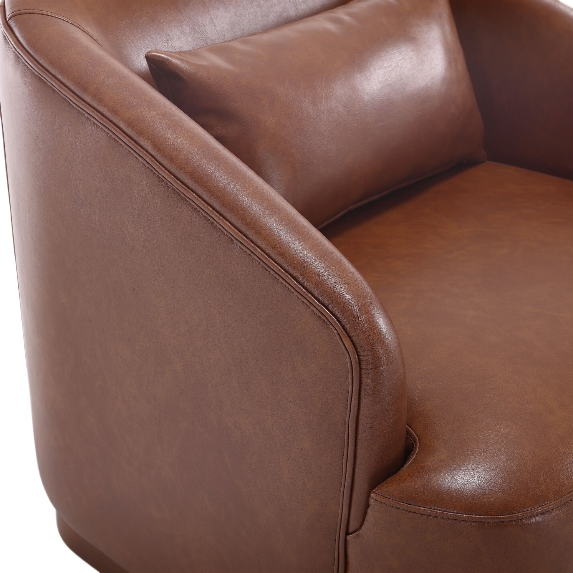 Coolmore Swivel Barrel Chair, Comfy Round Accent Sofa Chair For Living Room, 360 Degree Swivel Barrel Club Chair, Leisure Arm Chair For Nursery, Hotel, Bedroom, Office, Lounge Brown Pu Brown Pu Primary Living Space Foam Pu Leather