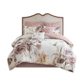 8 Piece Cotton Printed Comforter Set Blush King King Blush Polyester