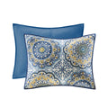 6 Piece Reversible Quilt Set With Throw Pillows Blue King Cal King Blue Cotton