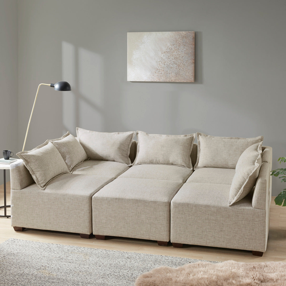 Modular Ottoman Linen Polyester
