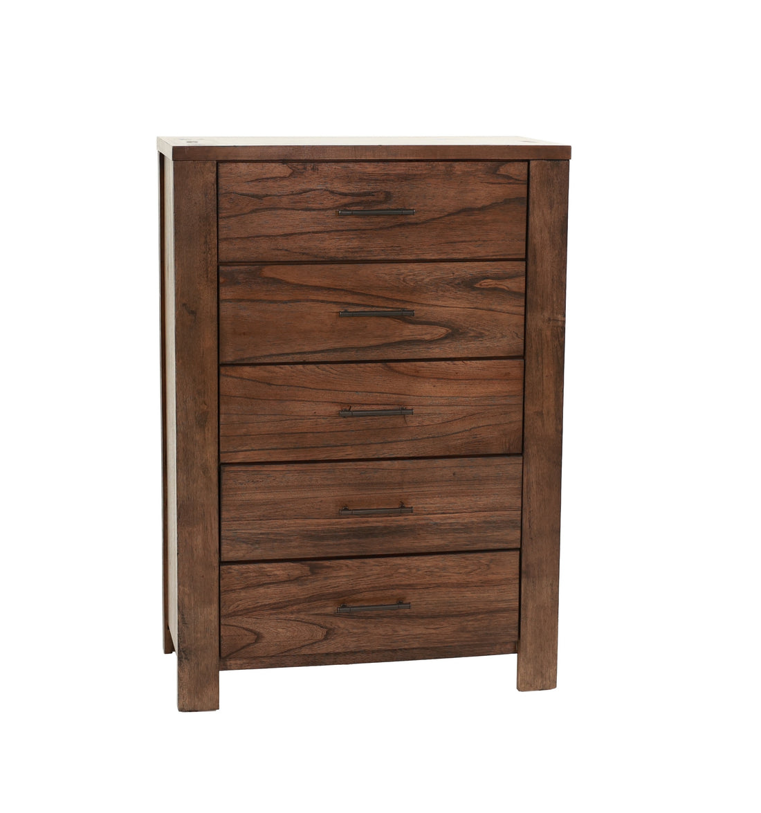 Oak Finish 1Pc Chest Of Drawers Wooden Texture 5X Drawers Storage Bedroom Furniture Oak Bedroom Contemporary,Modern,Transitional Rubberwood Particle Board Mdf,Rubber Wood