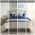 7 Piece Faux Suede Comforter Set Blue Cal King California King Blue Polyester