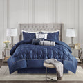 7 Piece Tufted Comforter Set Navy Queen Queen Navy Polyester