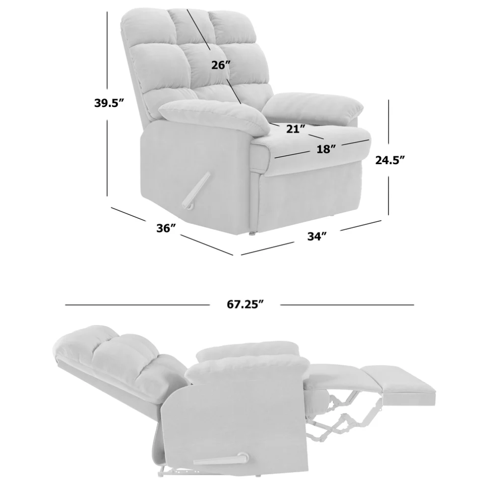 The Granada Recliner In Sage Gray Gray,Sage Manual Handle Wood Handle Microsuede,Polyester