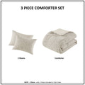 3 Piece Oversized Cotton Matelasse Comforter Set Full Queen Beige Polyester