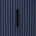 Vertical Striped Door Storage Cabinet With Metal Handles, Adjustable, Suitable For Study, Entryway And Living Room Navy Blue Mdf