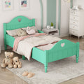 Girl'S Beautiful Princess Bed Macaron Twin Size Toddler Bed With Side Safety Rails And Headboard And Footboard, Seasoft Green Twin Green Solid Wood Mdf