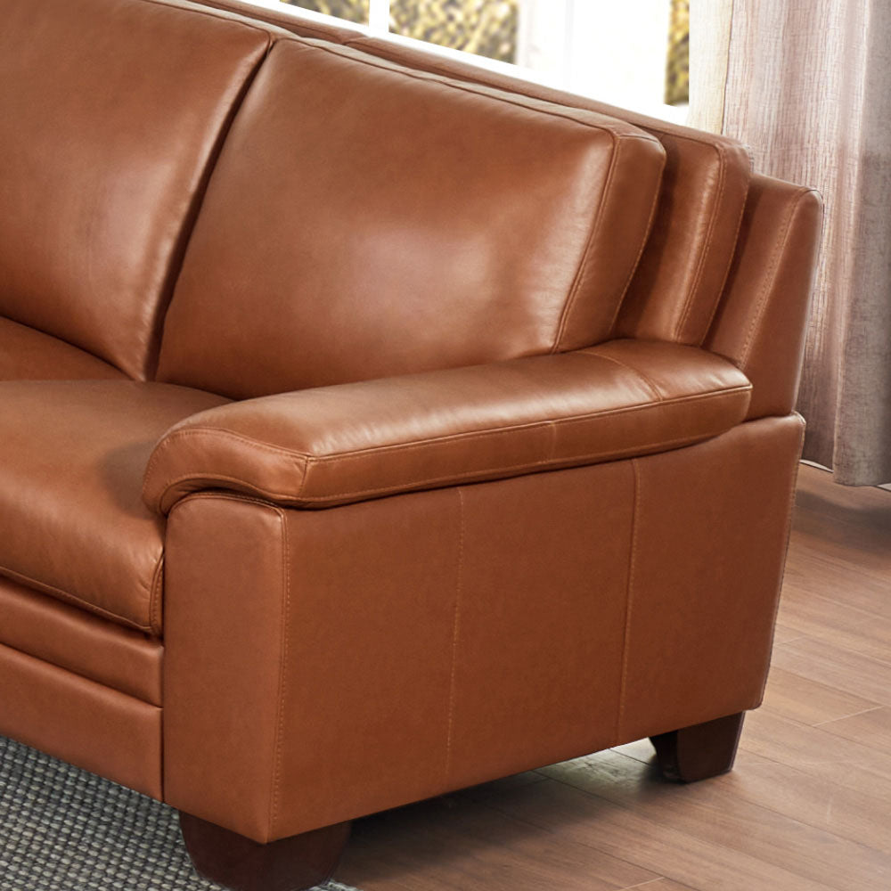 Magnum Leather Loveseat Brown Memory Foam Genuine Leather