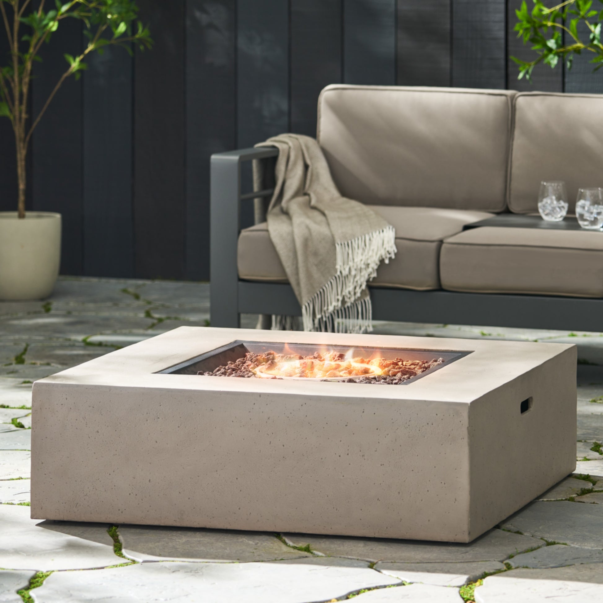 50 000 Btu Square Mgo Fire Table Tank Outside Light Grey Magnesium Oxide