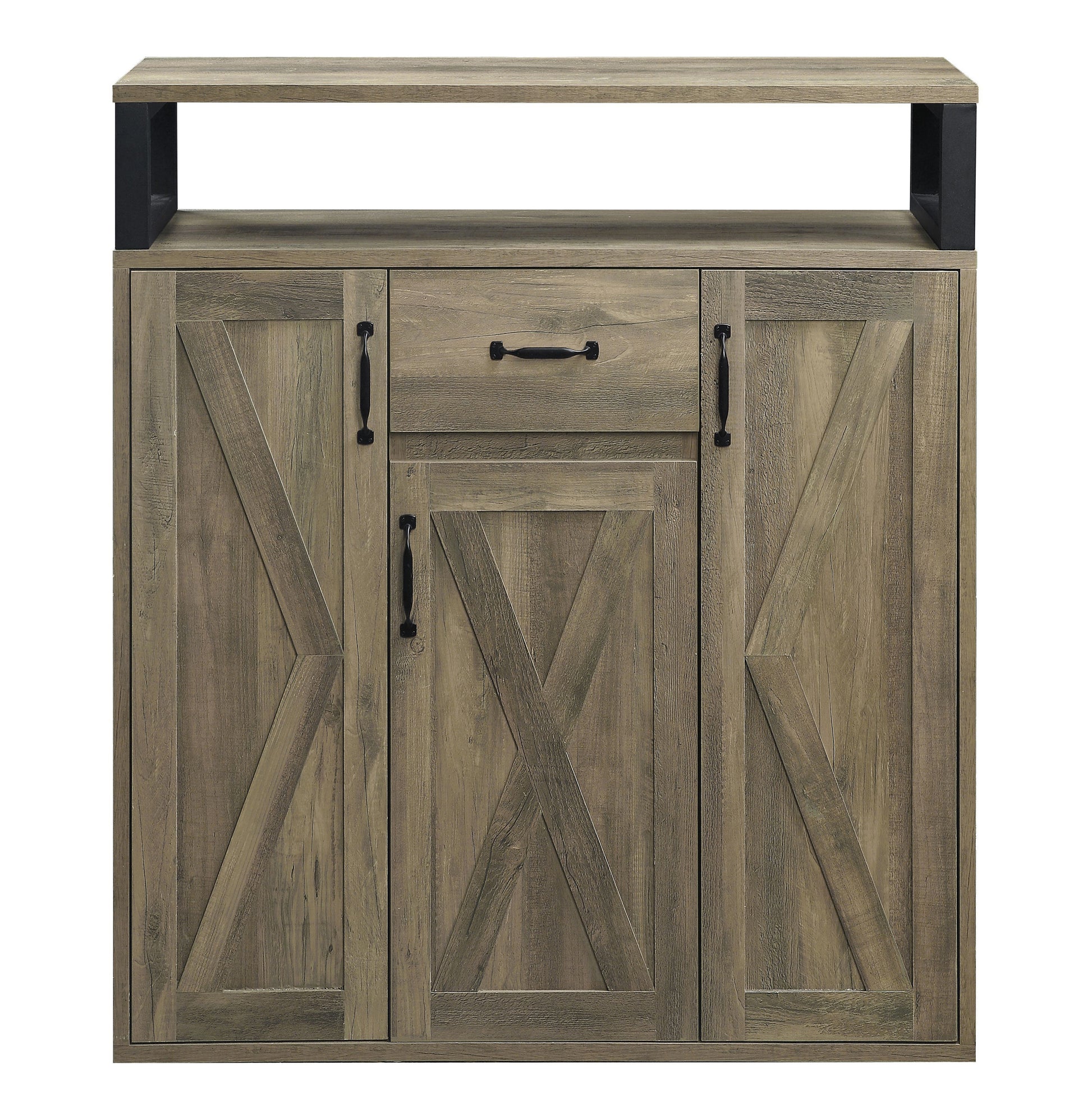 Rustic Oak Server With 3 Doors Rustic Dining Room Rustic Oak Drawers Included Wood Metal