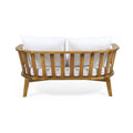 Outdoor Wooden Loveseat With Cushions White Teak 55.50