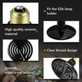 250W Reptile Ceramic Heat Lamp Bulb Warm Emitter Brooder Coop Heater For Amphibian Pet & Incubating Chicken No Light Emitting, Snake Lizard Spider, 2 Pack Black Ceramic