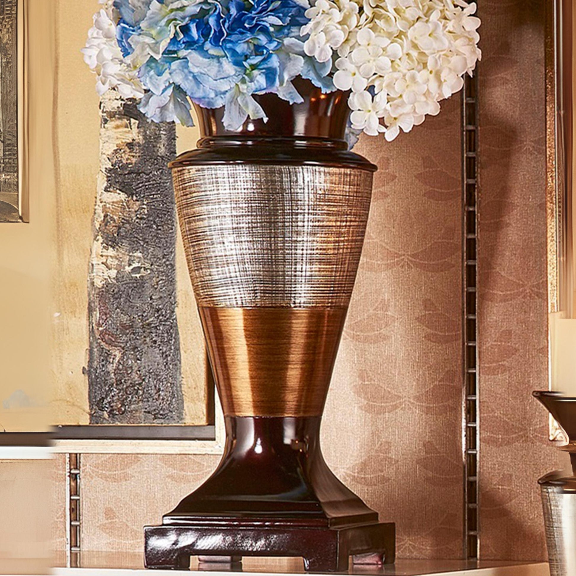 17.5" Tall Polyresin Decorative Vase "Naomi", Egyptian Design Multicolor Polyresin