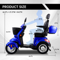 Xl3D4L Electric Mobility Recreational Travel Scooter For Adults,Mobility Scooters For Seniors, 4 Wheel Powered Mobility Scooters Blue Abs Pc Abs Pc