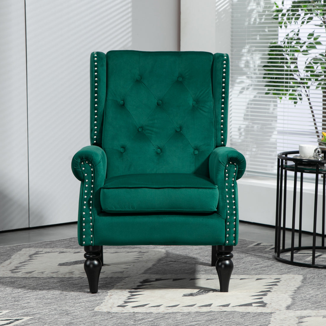 Coolmore Wood Frame Armchair, Modern Accent Chair Lounge Chair With Sturdy Wood Legs For Living Room Bedroom Green Green Primary Living Space Foam Velvet