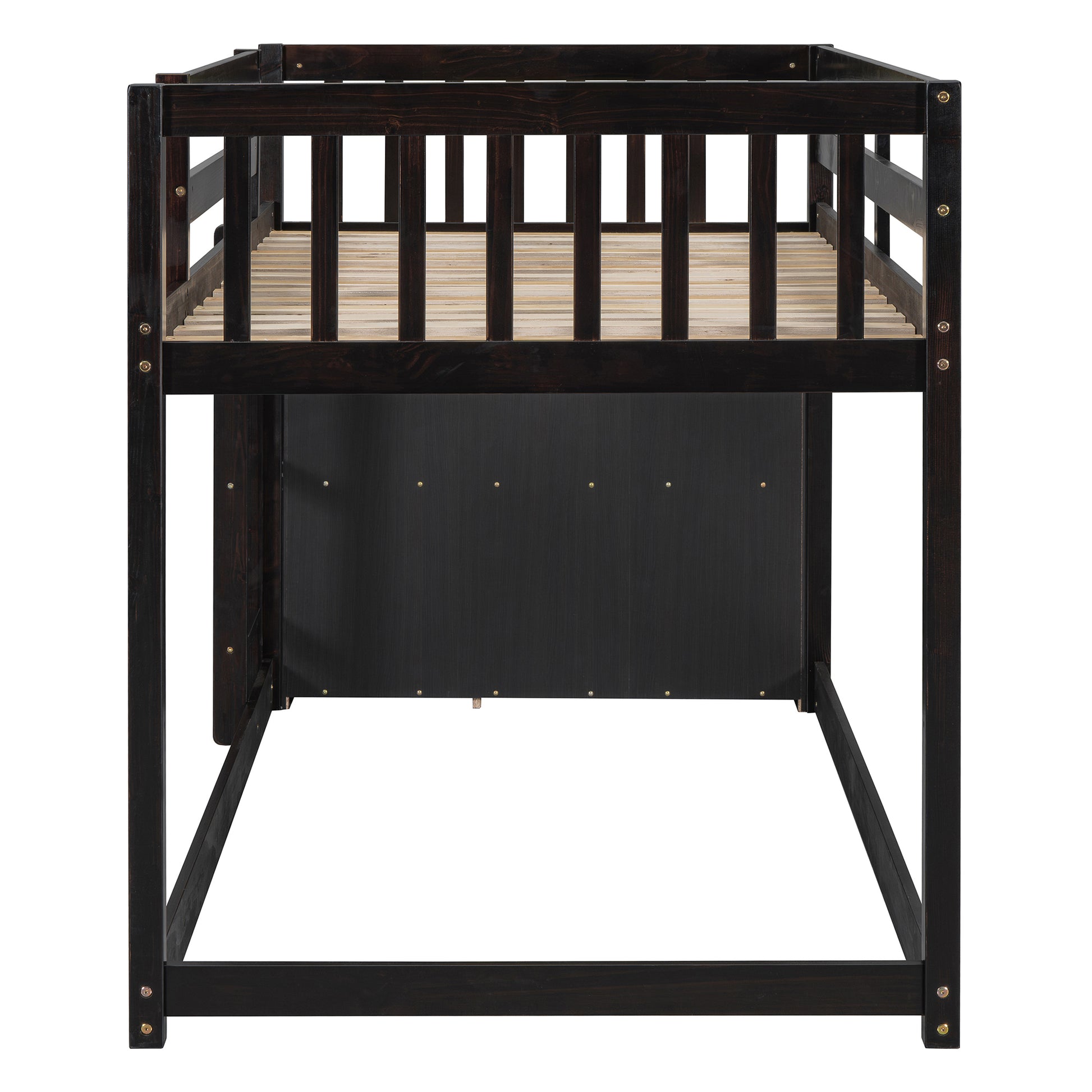 Twin Over Twin Bunk Bed With 4 Drawers And 3 Shelves Espresso Twin Espresso Solid Wood