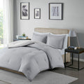 Reversible Yarn Dyed Stripe Down Alternative Comforter Set Twin White Gray Microfiber