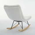Lazy Rocking Chair,Comfortable Lounge Chair With Wide Backrest And Seat Wood Base, Upholstered Armless Rocker Chair For Living Room, Balcony,Bedroom And Patio Porch. White Cushion Iron White Primary Living Space Sponge Square Casual Rocking Chairs