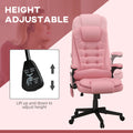 Homcom High Back Vibration Massage Office Chair With 6 Vibration Points, Heated Reclining Pu Leather Computer Chair With Armrest And Remote, Pink Pink Pu