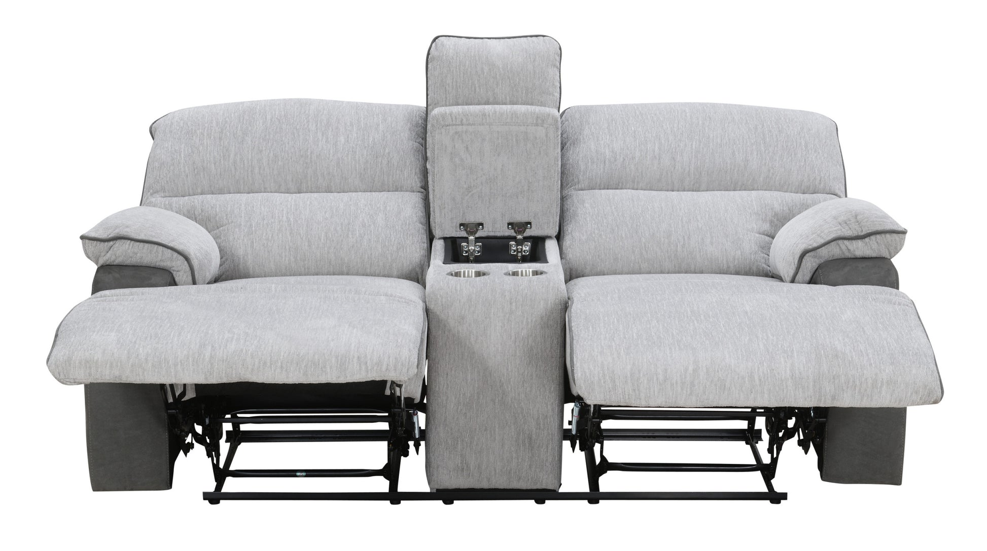 Cyprus 3 Piece Reclining Living Room Set Gray Gray Fabric
