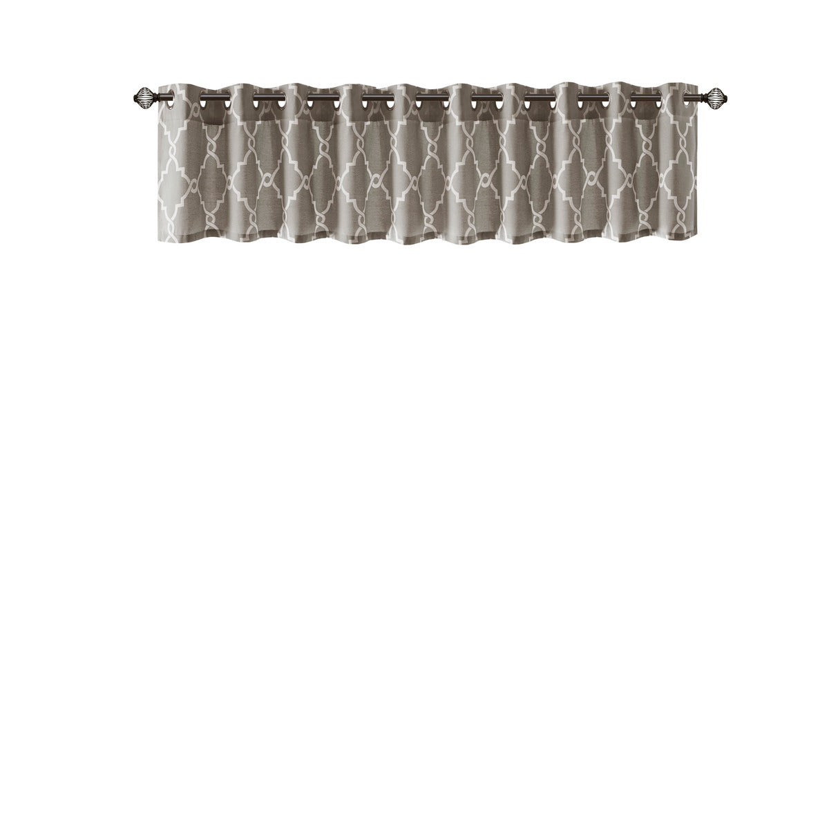 Fretwork Print Grommet Top Window Valance Grey White 50X18" Grey White Polyester