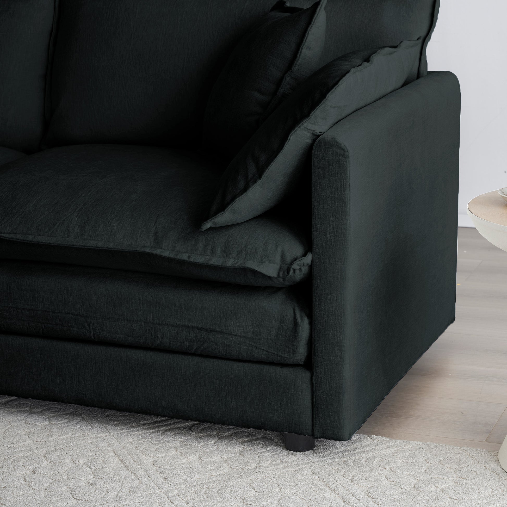 Comfy Deep Single Seat Sofa Upholstered Reading Armchair Living Room Chair Black Chenille Fabric1 Toss Pillow Black Chenille 1 Seat