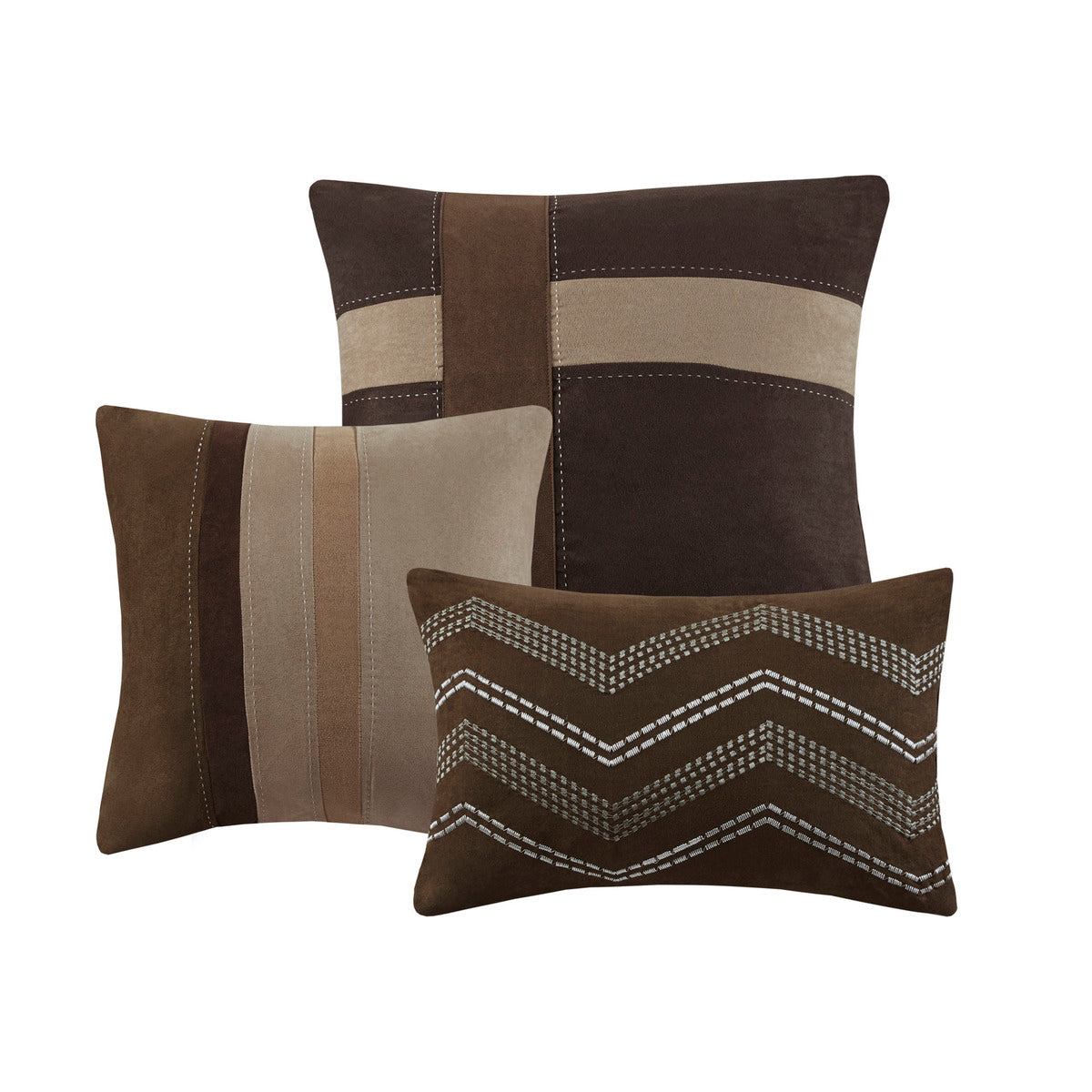 7 Piece Faux Suede Comforter Set Brown Cal King California King Brown Polyester