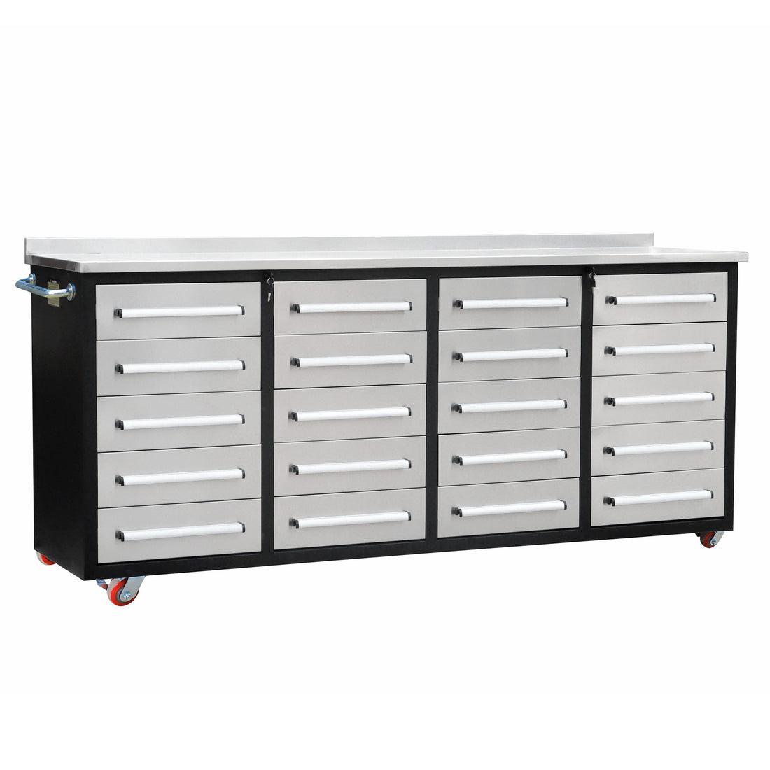 7Ft Garage Storage Cabinets With Workbench 20 Drawers Silver Silver Steel