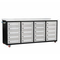 7Ft Garage Storage Cabinets With Workbench 20 Drawers Silver Silver Steel