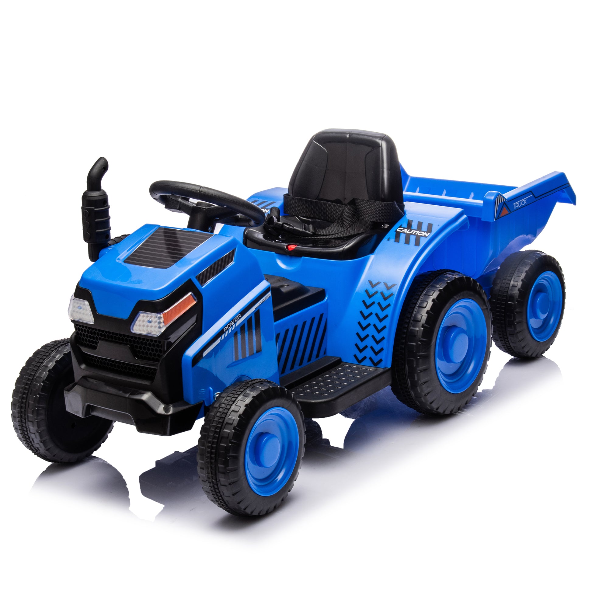 12V Kids Ride On Electric Tractor Black Knight,Kids Ride On Toy.2Wd,Non Skid Tires, Steering Wheel, Foot Pedal,With Removable Storage Tug,Light,Bluetooth,Music,Mp3,Usb,Power Display For Kids Aged 2 3. Blue 50 99 Lbs Polypropylene