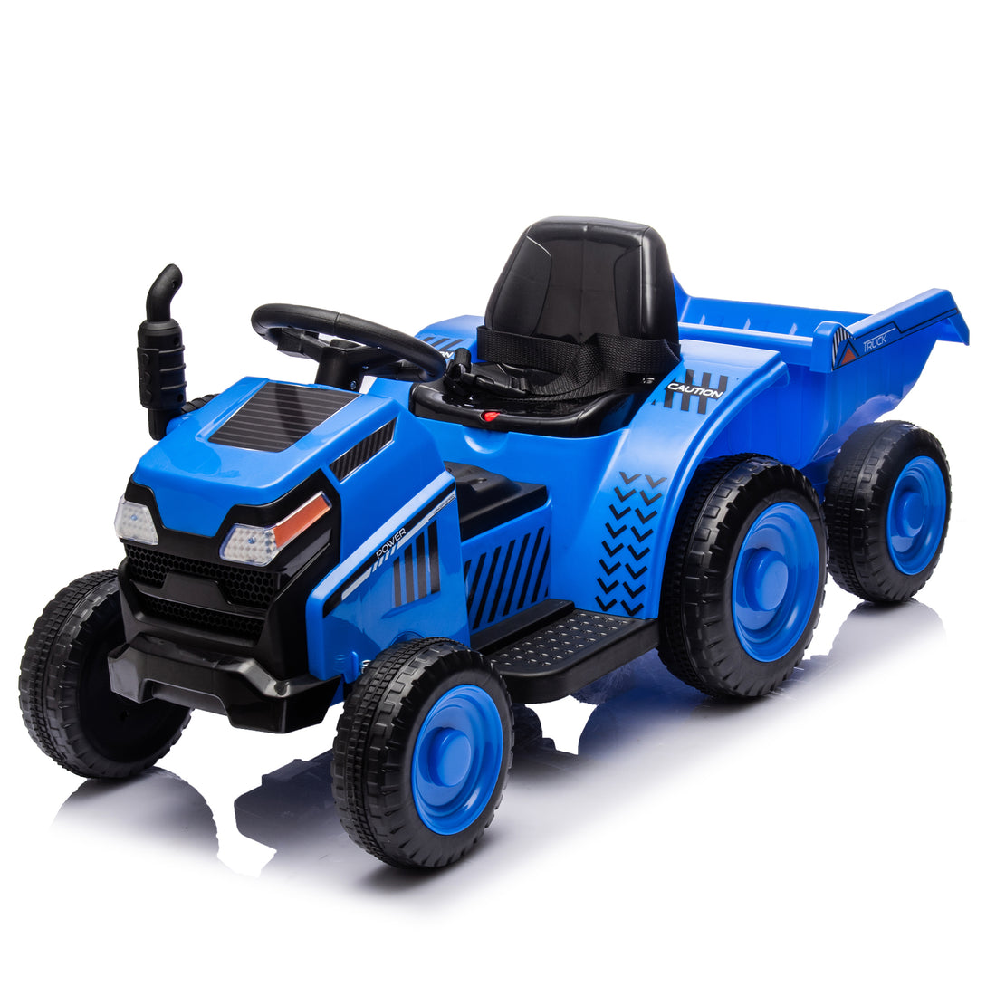 12V Kids Ride On Electric Tractor Black Knight,Kids Ride On Toy.2Wd,Non Skid Tires, Steering Wheel, Foot Pedal,With Removable Storage Tug,Light,Bluetooth,Music,Mp3,Usb,Power Display For Kids Aged 2 3. Blue 50 99 Lbs Polypropylene